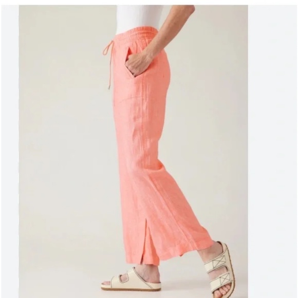 Athleta Retreat wide leg linen pants in sunset glow size 14 petite - Picture 2 of 9